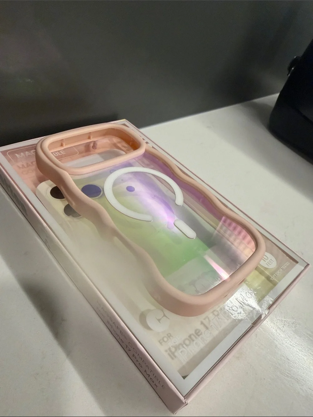 Cotton Pink Wavy Silicone iPhone 17 Pro Max Magsafe Case - Iridescent